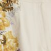 Cream Floral Flared Trousers