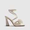 Cream Floral Heeled Sandals
