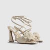 Cream Floral Heeled Sandals