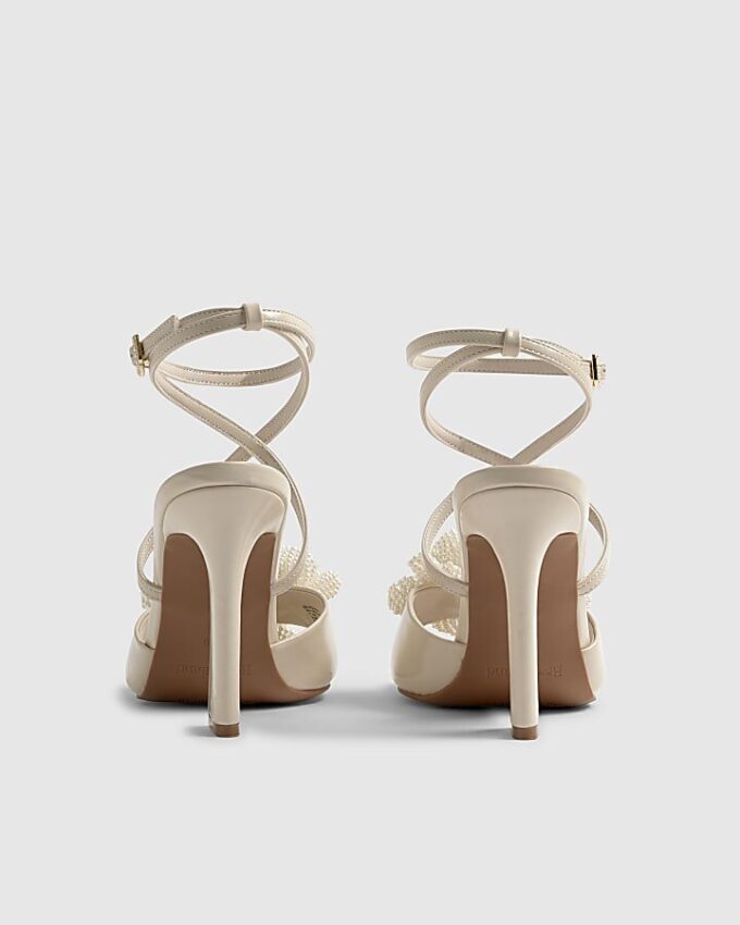 Cream Floral Heeled Sandals