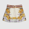 Cream Floral Print Belted Shorts