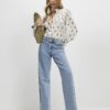 Cream Floral Ruffle Detail Blouse
