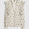 Cream Floral Ruffle Detail Blouse