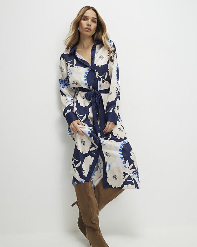 Cream Floral Shirt Dress