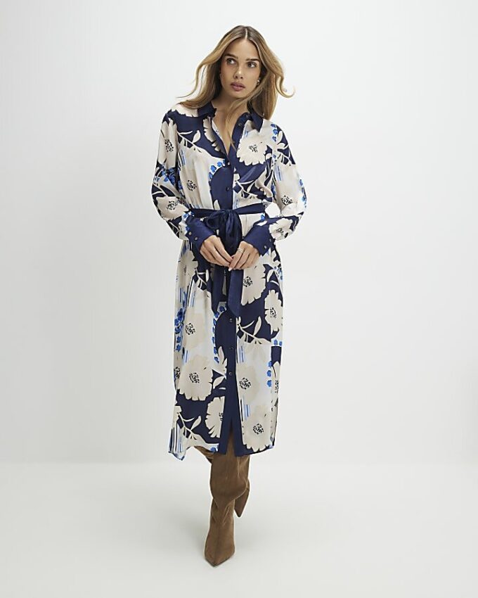 Cream Floral Shirt Dress