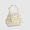 Cream Flower Pearl Beaded Grab Bag