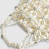 Cream Flower Pearl Beaded Grab Bag