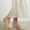 Cream Flower Trim Mule Heels