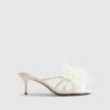 Cream Flower Trim Mule Heels