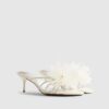Cream Flower Trim Mule Heels
