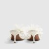 Cream Flower Trim Mule Heels
