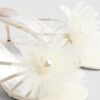 Cream Flower Trim Mule Heels