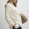 Cream Fringe Hem Rib Jumper