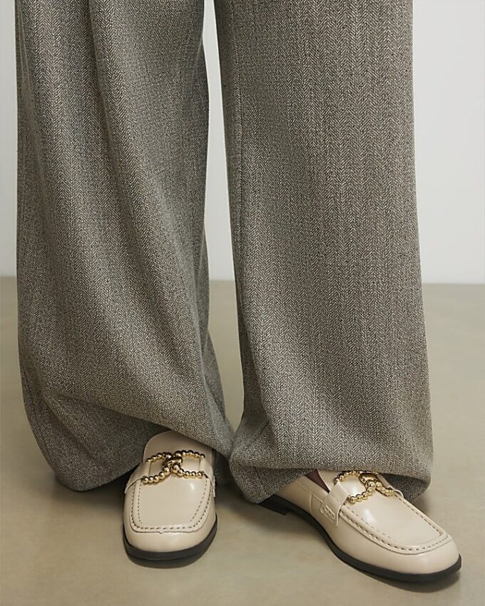 Cream Gold Trim Loafers