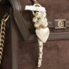 Cream Heart Thread Bag Charm