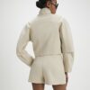 Cream Herringbone Button Detail Wrap Skort
