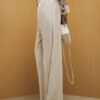 Cream Herringbone Tapered Trousers