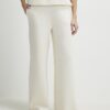 Cream Jacquard Wide Leg Trousers