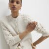 Cream Knitted Bobble Sleeve Cardigan