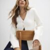 Cream Knitted Button Detail Cardigan