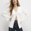Cream Knitted Button Detail Cardigan