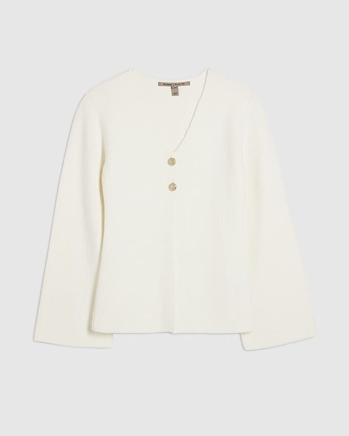 Cream Knitted Button Detail Cardigan