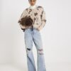 Cream Knitted Cow Print Cardigan