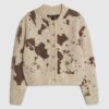Cream Knitted Cow Print Cardigan