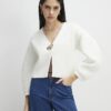 Cream Knitted Gold Detail Cardigan