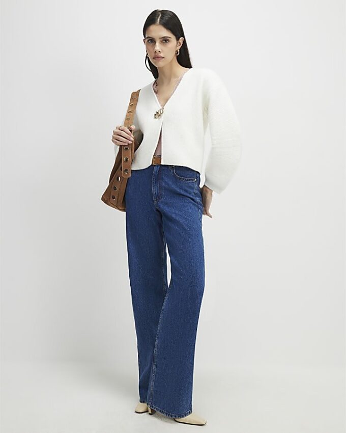 Cream Knitted Gold Detail Cardigan