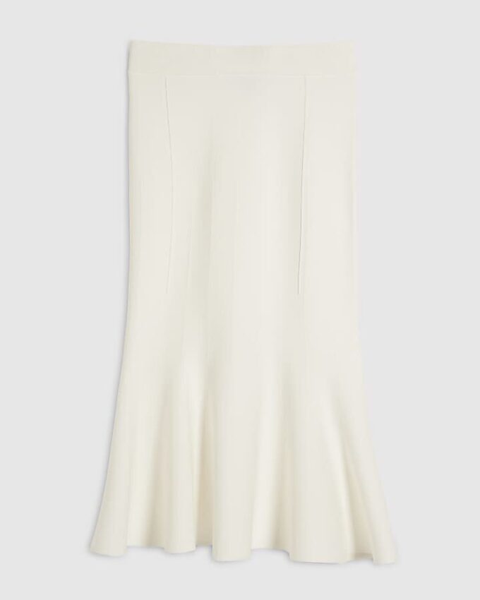 Cream Knitted Midi Skirt