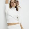 Cream Knitted Puff Sleeve Top