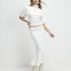 Cream Knitted Puff Sleeve Top