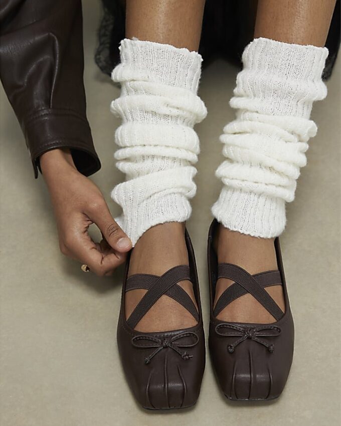 Cream Knitted Ribbed Leg Warmers