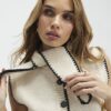 Cream Knitted Tie Neck Waistcoat