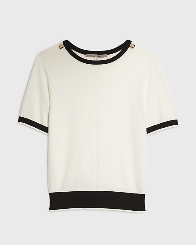 Cream Knitted Tipped Top