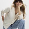 Cream Knitted V Neck Cardigan