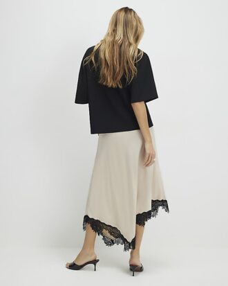 Cream Lace Hybrid T-Shirt Maxi Dress