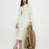Cream Lace Insert Rib Midi Dress