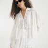 Cream Lace Mix Long Sleeve Shirt