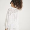 Cream Lace Mix Long Sleeve Shirt