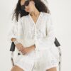 Cream Lace Mix Long Sleeve Shirt