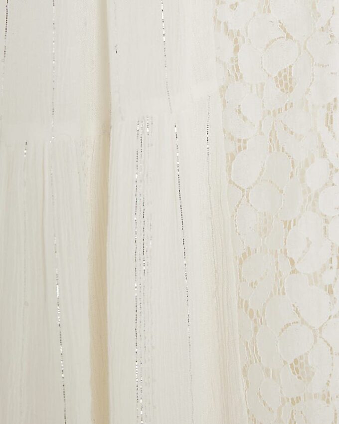 Cream Lace Mix Long Sleeve Shirt