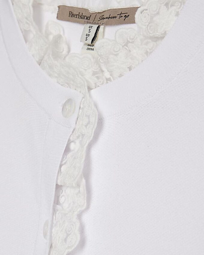 Cream Lace Trim Cardigan