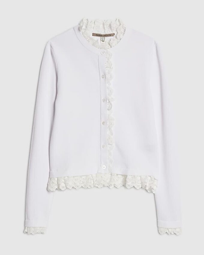 Cream Lace Trim Cardigan