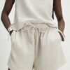 Cream Linen Blend Shorts