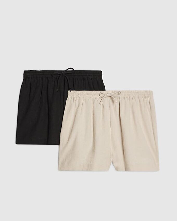 Cream Linen Blend Shorts