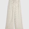 Cream Linen Blend Striped Trousers