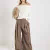 Cream Long Sleeve Bardot Jumper