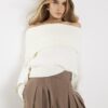 Cream Long Sleeve Bardot Jumper